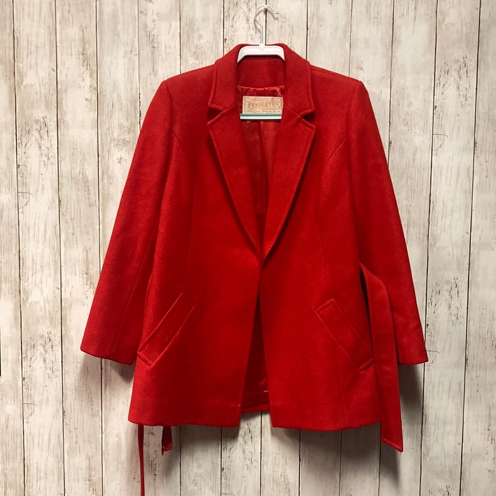 Vintage Pendleton Red Virgin Wool Belted Coat